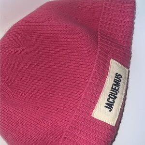 Jacquemus Hot Pink Ribbed Knit Beanie